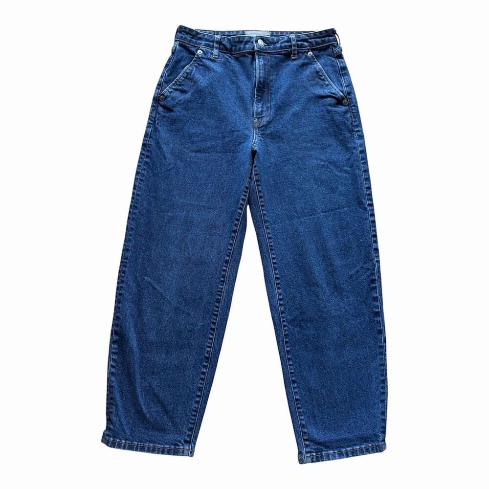 Everlane Women's 29 The Arc Jeans Barrel Leg high waist Medium Blue Denim